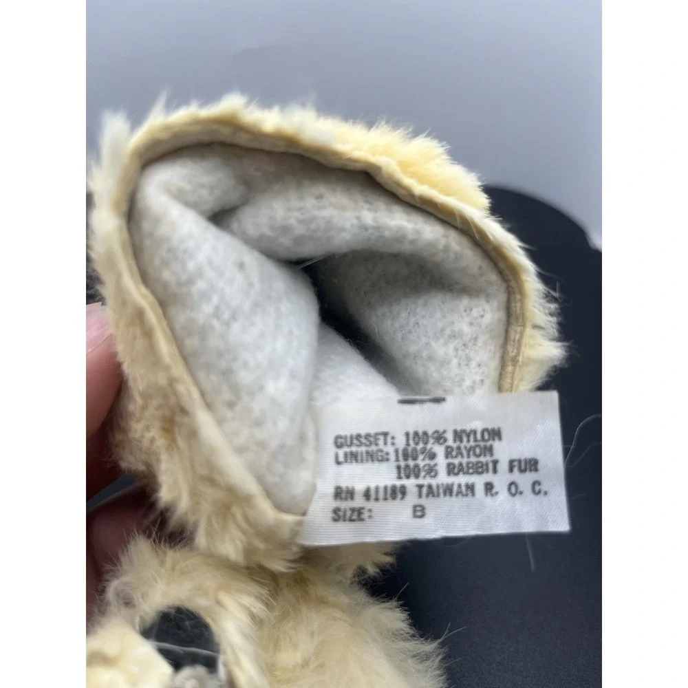 Vintage Black Women's Gloves‎ With Rabbit Fur Size 8
